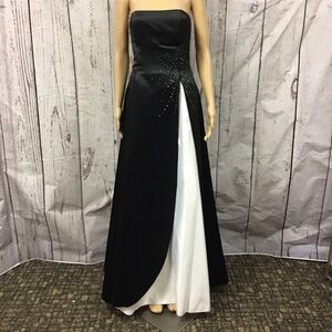 Scott McClintock Black Satin Rhinestone Evening Skirt Gown Size 12